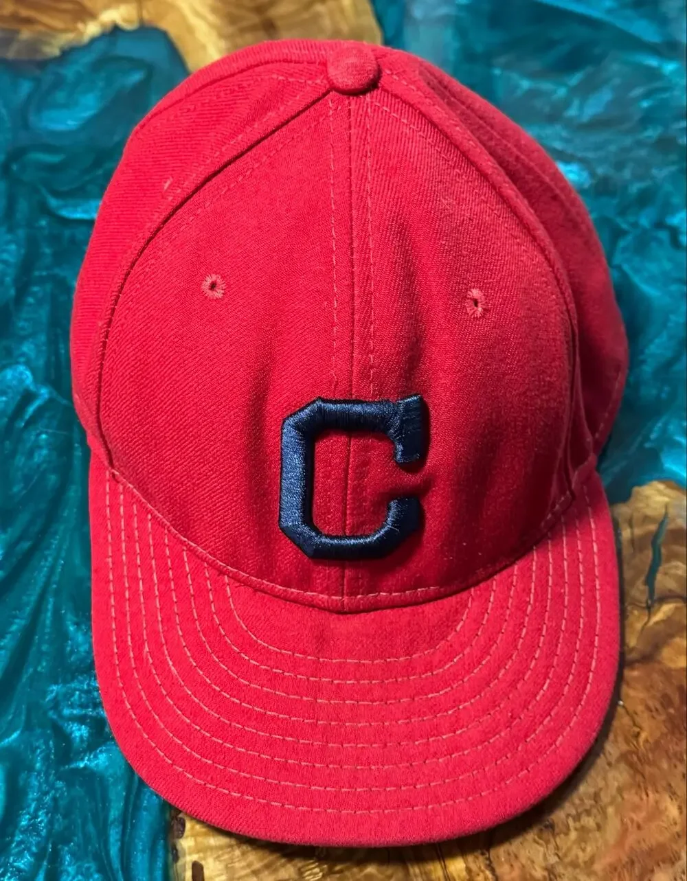 New Era 59Fifty Cleveland Indians Block C Men's 7 5/8 Fitted Cool Base Hat Cap